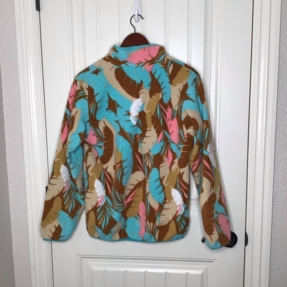 Patagonia Synchilla Snap-T Brown Bear Pink Feather Dance Pullover Fleece. - Picture 11 of 12